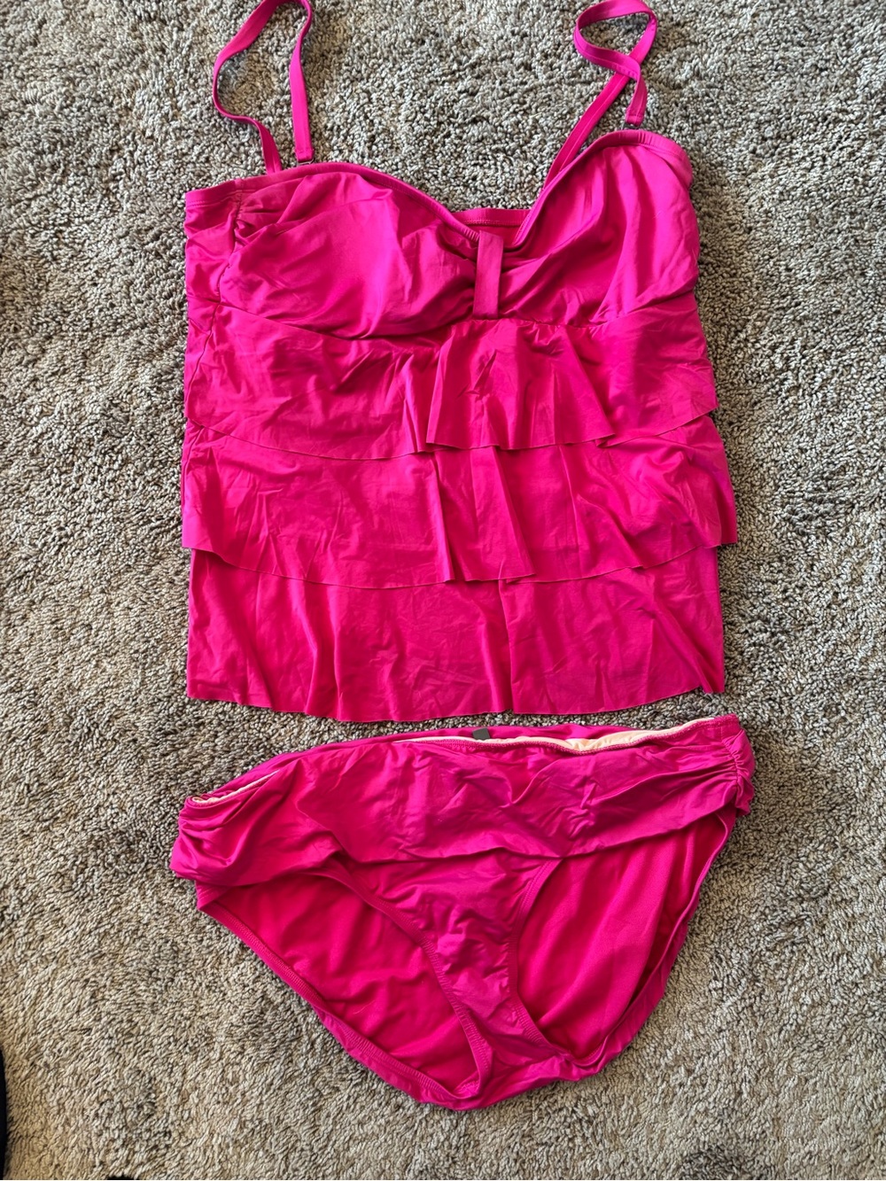Kenneth Cole Reaction Bright Fuchsia Ruffled Tankini